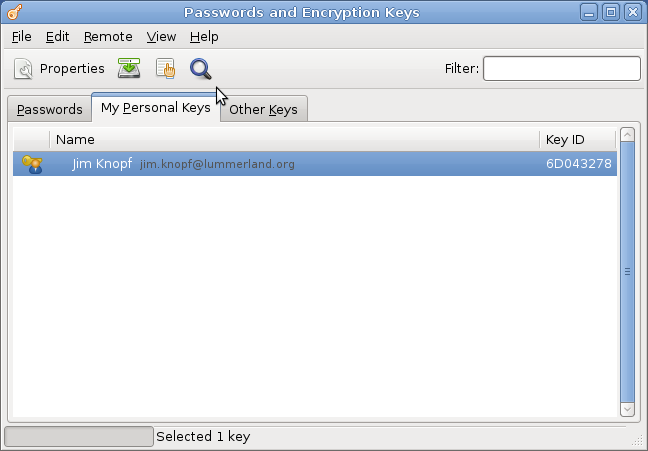 Seahorse - GnuPG grafische Oberfläche Seahorse - GnuPG grafische Oberfläche