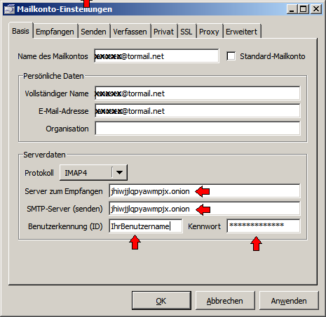 tormail basiseinstellungen